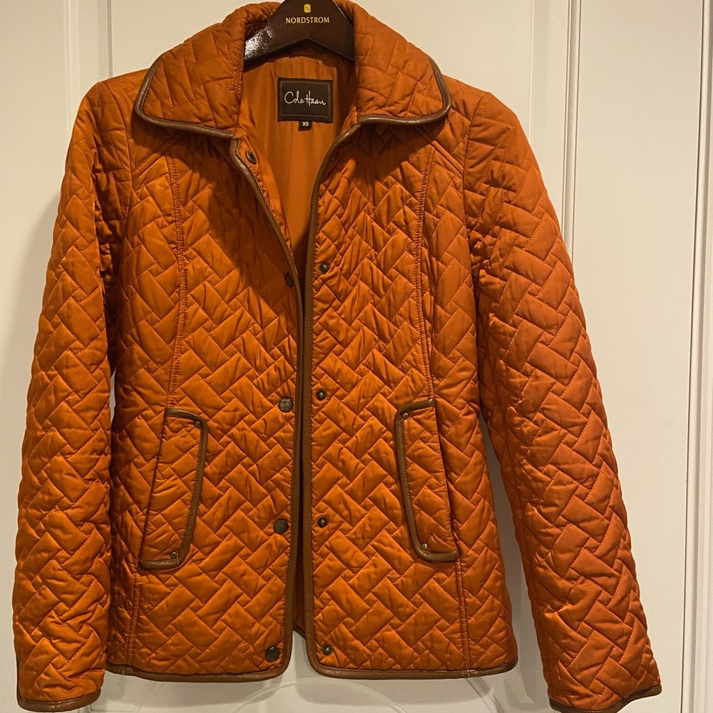 COLE HAAN - hip length snap button jacket